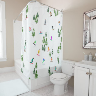 Freeride Snowboarder Snowboarding Illustration  Shower Curtain