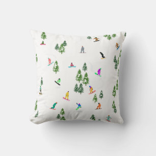 Freeride Snowboarder Snowboarding Illustration Throw Pillow