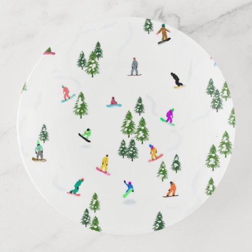 Freeride Snowboarder Snowboarding Illustration  Trinket Tray