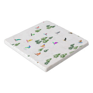 Freeride Snowboarder Snowboarding Illustration   Trivet