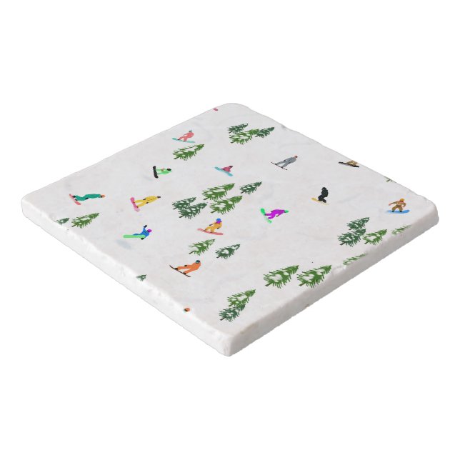 Freeride Snowboarder Snowboarding Illustration   Trivet (Corner)
