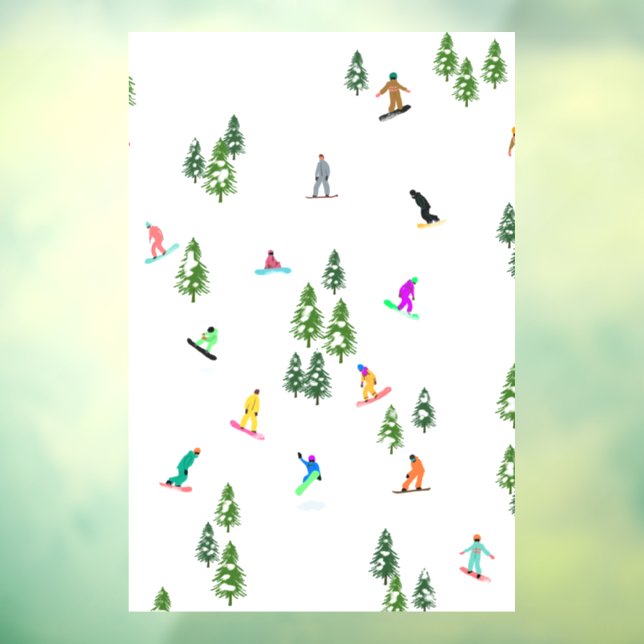 Freeride Snowboarder Snowboarding Illustration    Window Cling (Sheet 3)