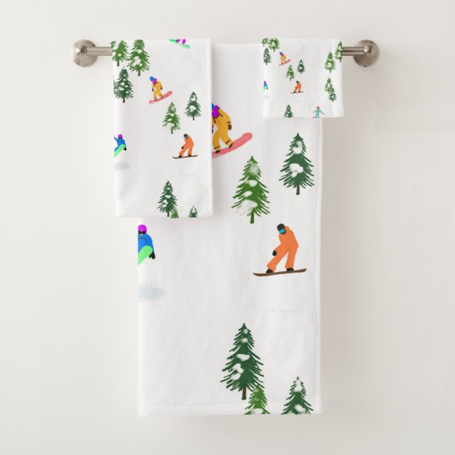 Freeride Snowboarders Snowboarding Design  Bath Towel Set (Insitu)