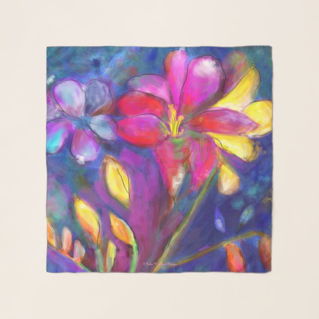 Freesia Floral scarf by Julie Richman (Front)