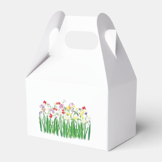 freesia flowers, botanical illustration favor boxes (Back Side)