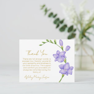 Freesia Funeral Thank You Card Bereavement