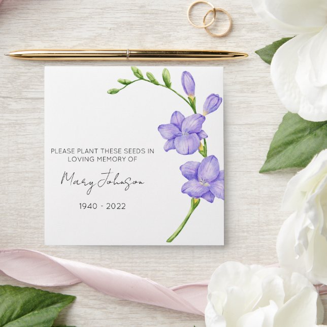 Freesia Memorial Funeral Seed Envelope (Wedding)