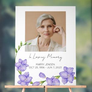 Freesia Memorial Photo Funeral Acrylic Sign