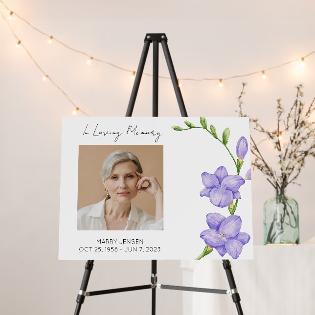 Freesia Memorial Photo Funeral Foam Board (In Situ (Stand))