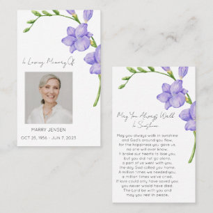 Freesia Memorial Photo Funeral Prayer Card