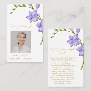 Freesia Memorial Photo Funeral Prayer Card
