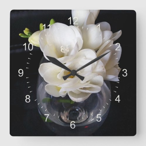 freesia night cup square wall clock