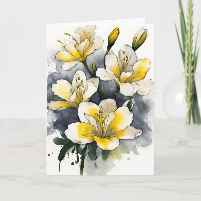 Freesia - Watercolor flowers Card (Front)