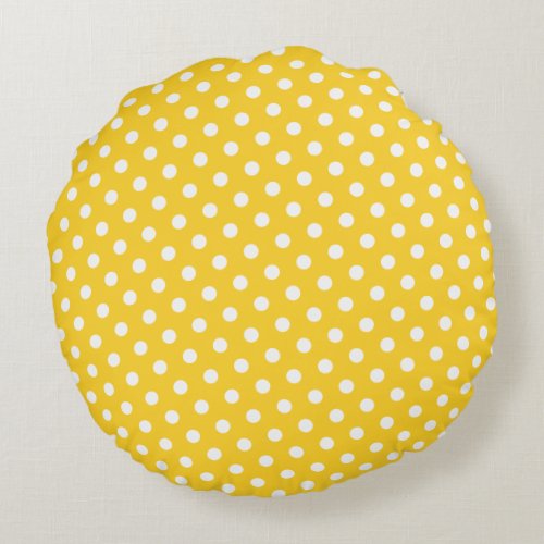 Freesia  White Polka Dot Round Pillows