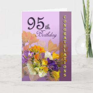 Freesias 95th Birthday CongratulationGreeting Card