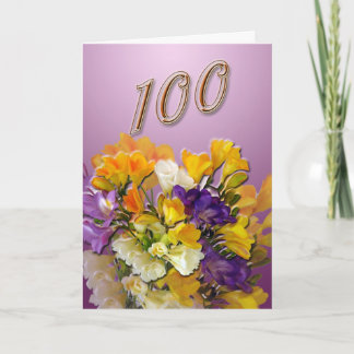 Freesias Happy 100th Birthday Greeting Card