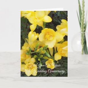 Freesias Personalised 70th Wedding Anniversary Card