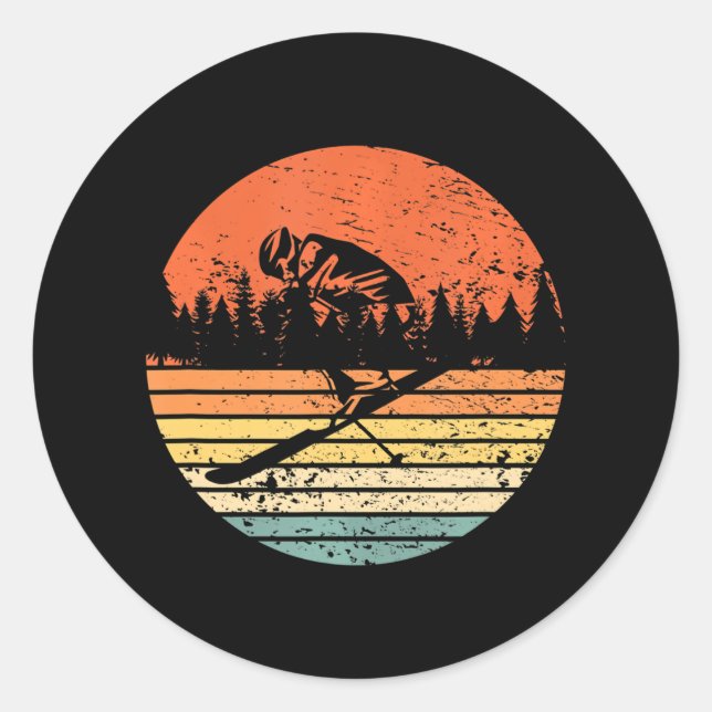FreeSkiing Skier Skiing Classic Round Sticker (Front)