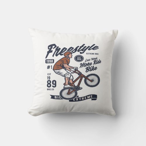 Freestyle Bike Throw Pillow