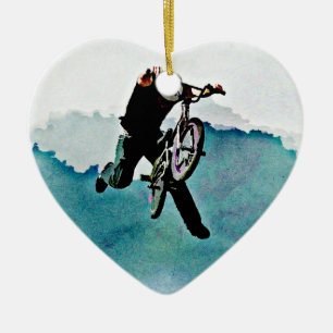 Freestyle BMX Bicycle Stunt Ceramic Ornament