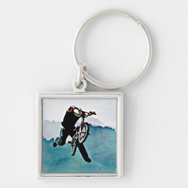 Freestyle BMX Bicycle Stunt Keychain (Front)