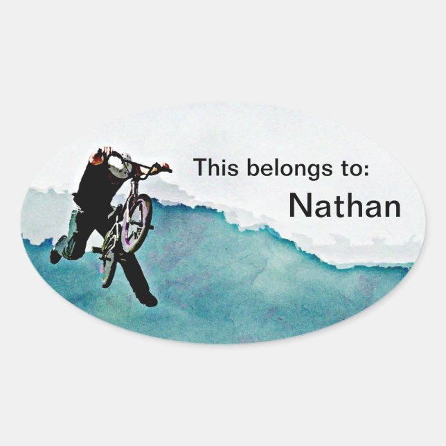 Freestyle BMX Bicycle Stunt Oval Sticker (Front)