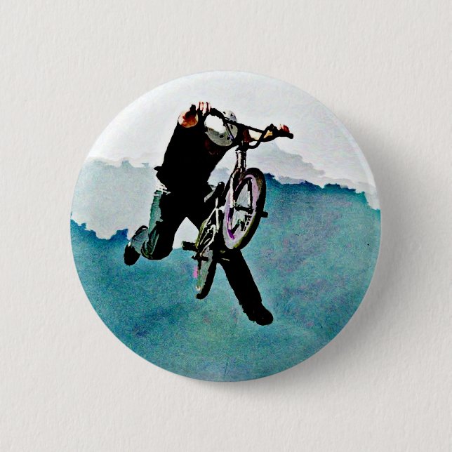 Freestyle BMX Bicycle Stunt Pinback Button (Front)