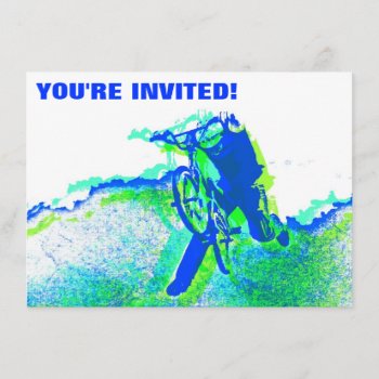 Freestyle Bmx Rider In Cool Pop Art Style Invitation by RetroZone at Zazzle