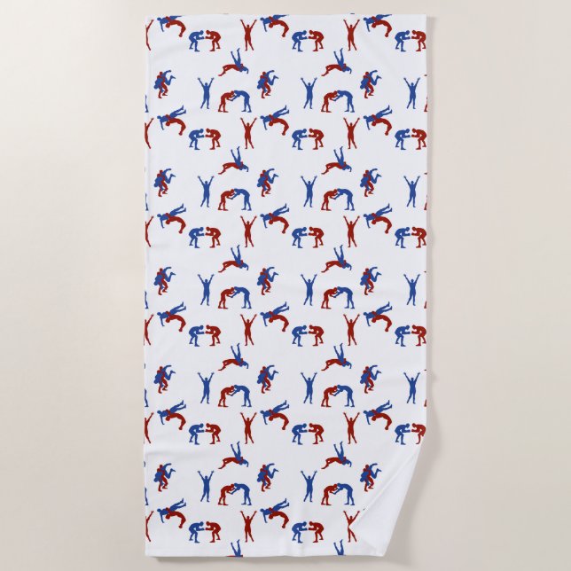 Freestyle Greco Roman Wrestling Beach Towel (Front)