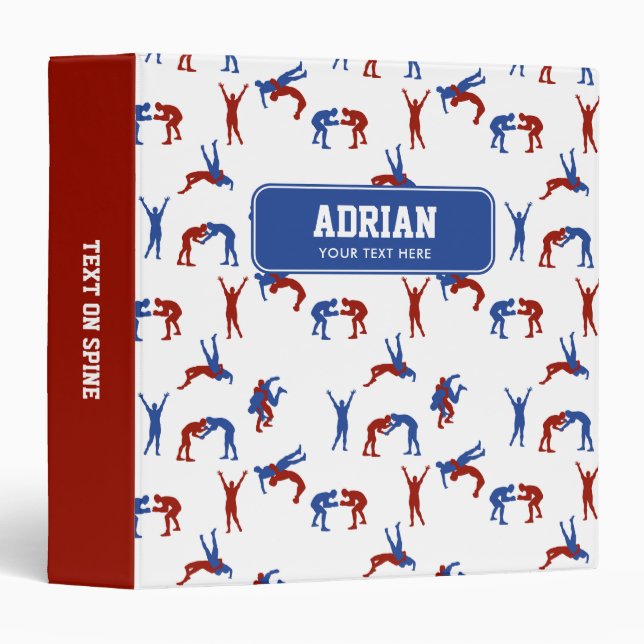 Freestyle Greco Roman Wrestling Pattern 3 Ring Binder (Front/Spine)