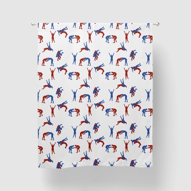 Freestyle Greco Roman Wrestling Pattern Blackout Curtains (Front)