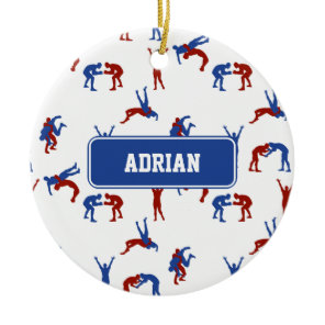 Freestyle Greco Roman Wrestling Pattern Ceramic Ornament