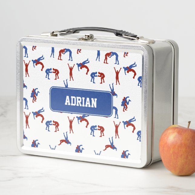 Freestyle Greco Roman Wrestling Pattern Metal Lunch Box (In Situ)