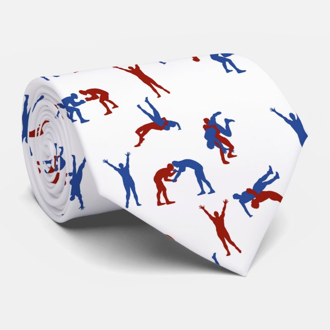 Freestyle Greco Roman Wrestling Pattern Neck Tie (Rolled)