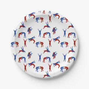 Freestyle Greco Roman Wrestling Pattern Paper Plates