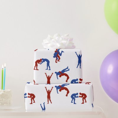 Freestyle Greco Roman Wrestling Pattern Wrapping Paper