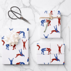 Freestyle Greco Roman Wrestling Pattern Wrapping Paper Sheets