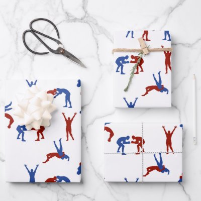 Freestyle Greco Roman Wrestling Pattern Wrapping Paper Sheets