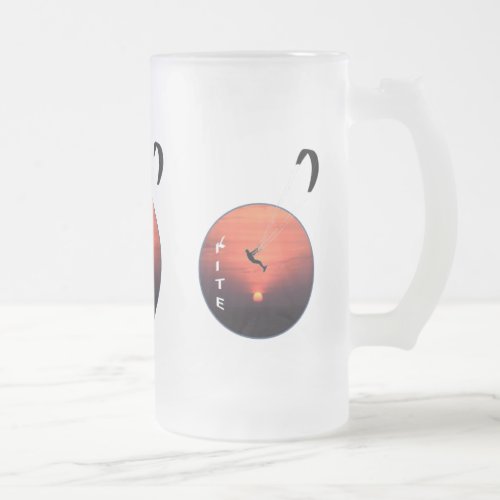 Freestyle Kitesurfing Silhouette Frosted Glass Beer Mug