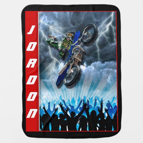 Freestyle Motocross rider flying over the crowd Stroller Blanket