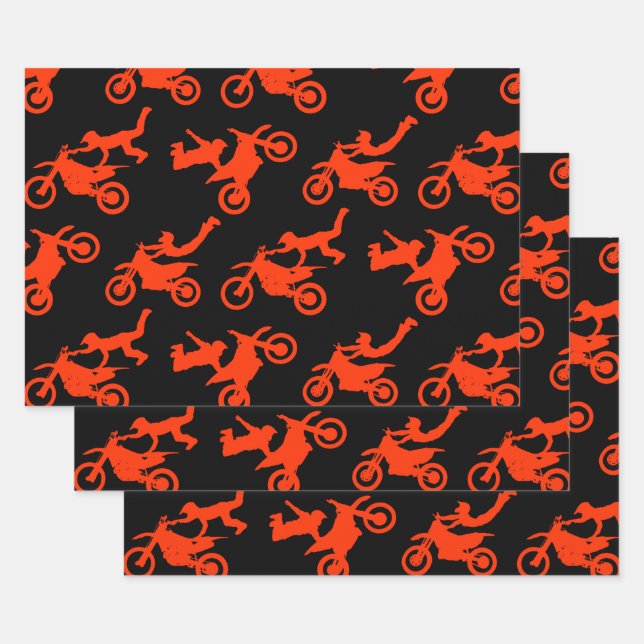 Freestyle Motocross Seat-Grab Motorcycle Lovers Wrapping Paper Sheets (Set)