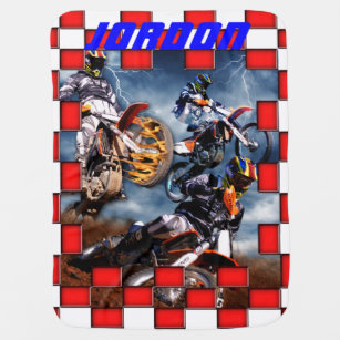 Freestyle motocross with checkered flags swaddle blanket