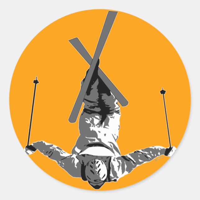 Freestyle Skiing Classic Round Sticker (Front)