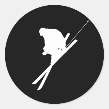 Freestyle Skiing Classic Round Sticker by sportsboutique at Zazzle