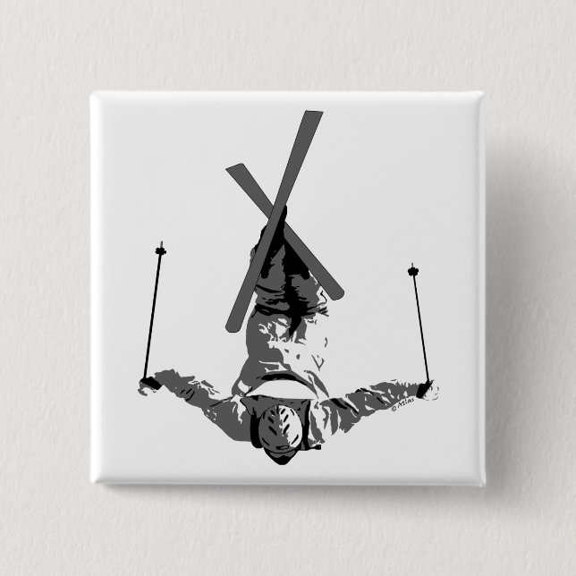 Freestyle Skiing Pinback Button (Front)