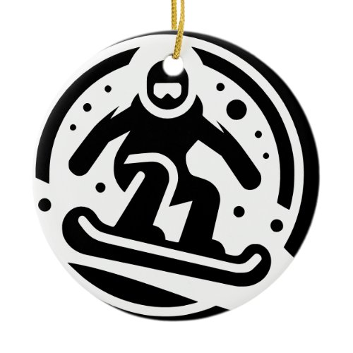 Freestyle Snowboarding Minimalist Black and White Ceramic Ornament
