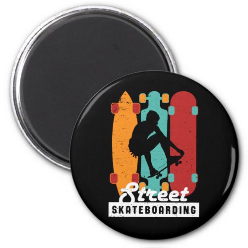Freestyle Street Skateboarding Retro Skateboard Magnet