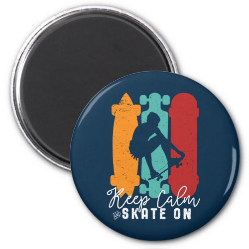 Freestyle Street Skateboarding Retro Skater Boy Magnet