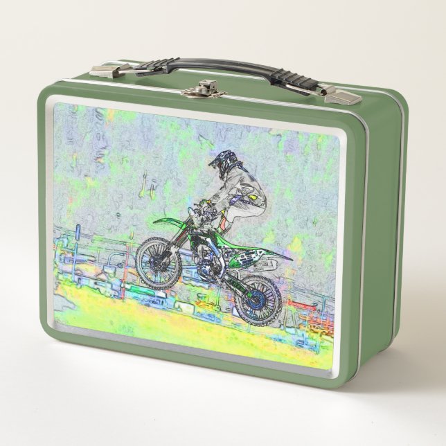 Freestyle Stuntman-Motocross Rider Metal Lunch Box (Front)