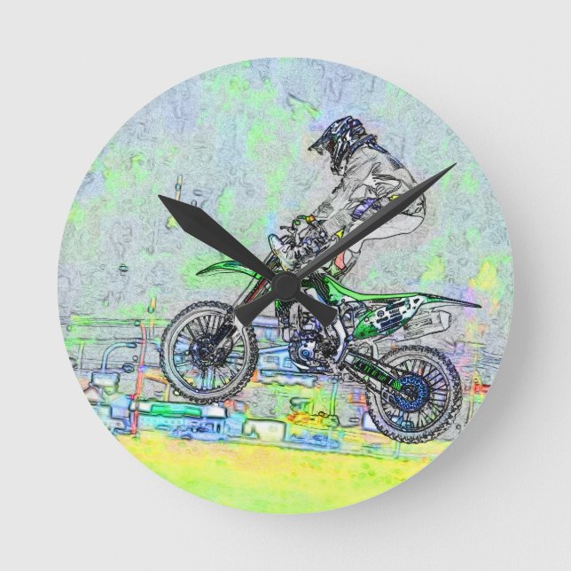 Freestyle Stuntman-Motocross Rider  Round Clock (Front)
